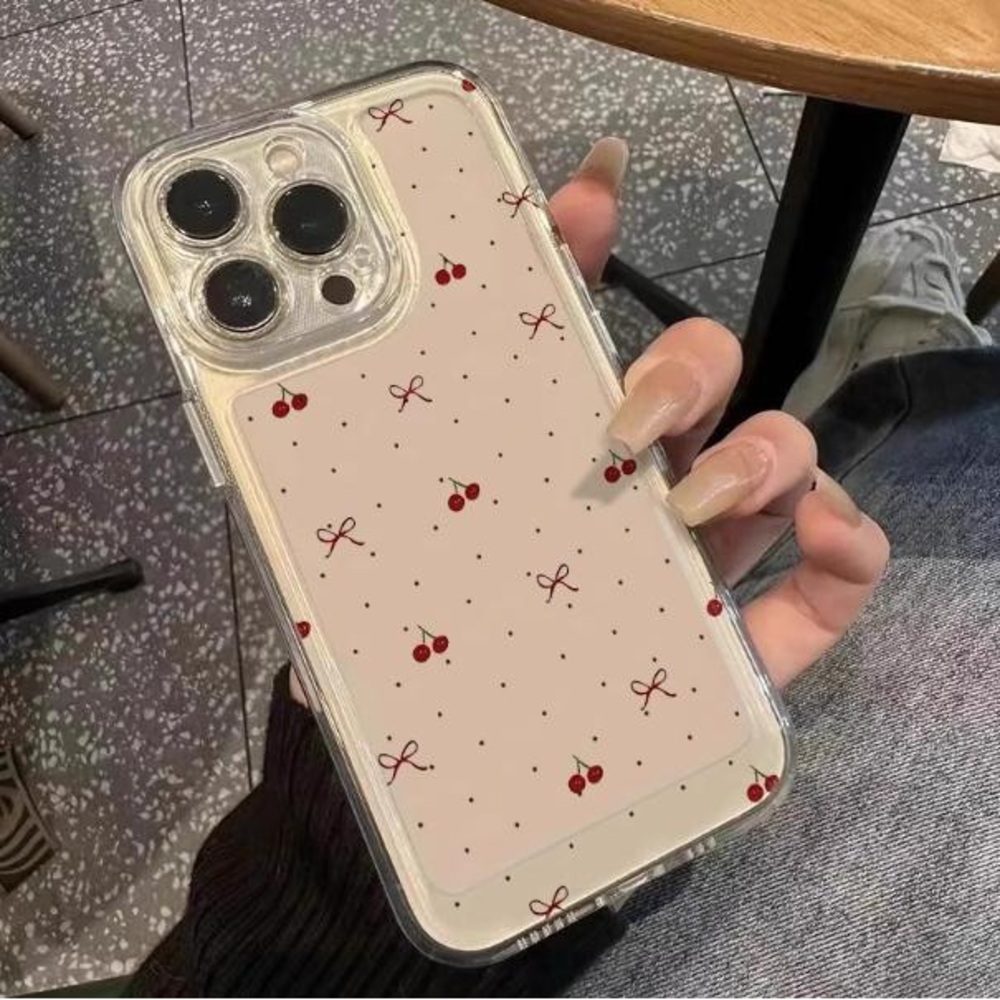 Cherry Pattern Clear Phone Case